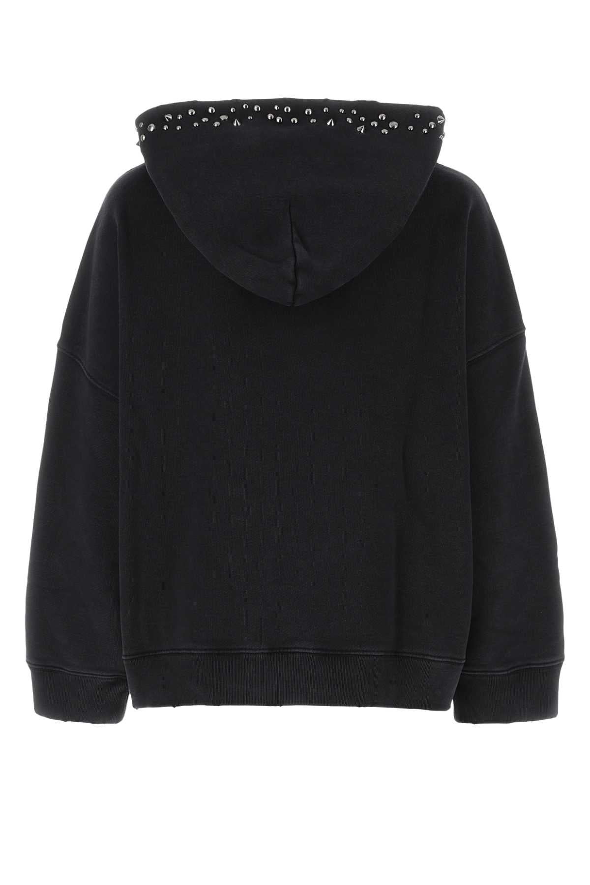 Versace ladies Black Cotton Oversized Sweatshirt Pink hoodie pullover