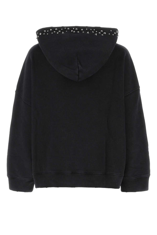 Versace ladies Black Cotton Oversized Sweatshirt Pink hoodie pullover