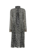 Versace Ladies Silk Printed Crepe Shirt Dress with brand printed all over
