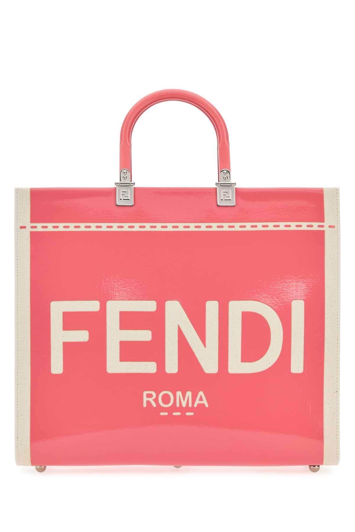 Fendi ladies Two-Tone Canvas Medium Sunshine Shopping Bag Tote Purse
