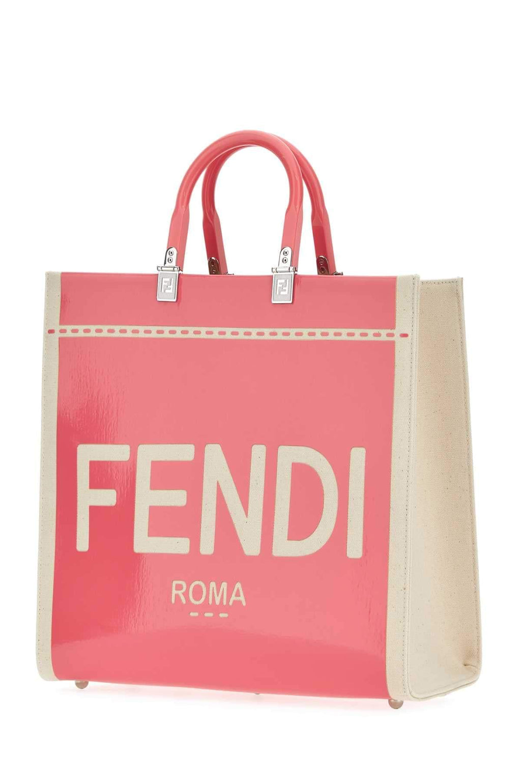 Fendi ladies Two-Tone Canvas Medium Sunshine Shopping Bag Tote Purse