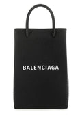 Balenciaga ladies Black Leather Phone Case Bag