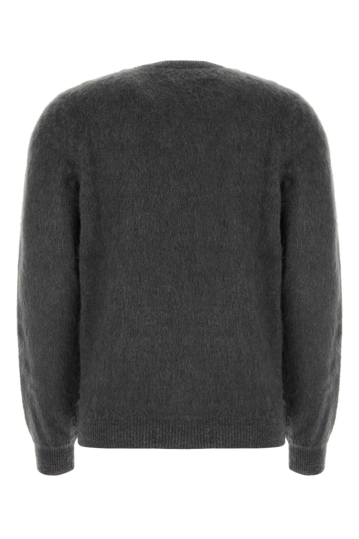 Fendi Men's Embroidered Wool Mohair Blend Sweater Gray FF logo