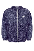Prada Men's Printed Re-Nylon Windbreaker navy blue jacket coat w/hood