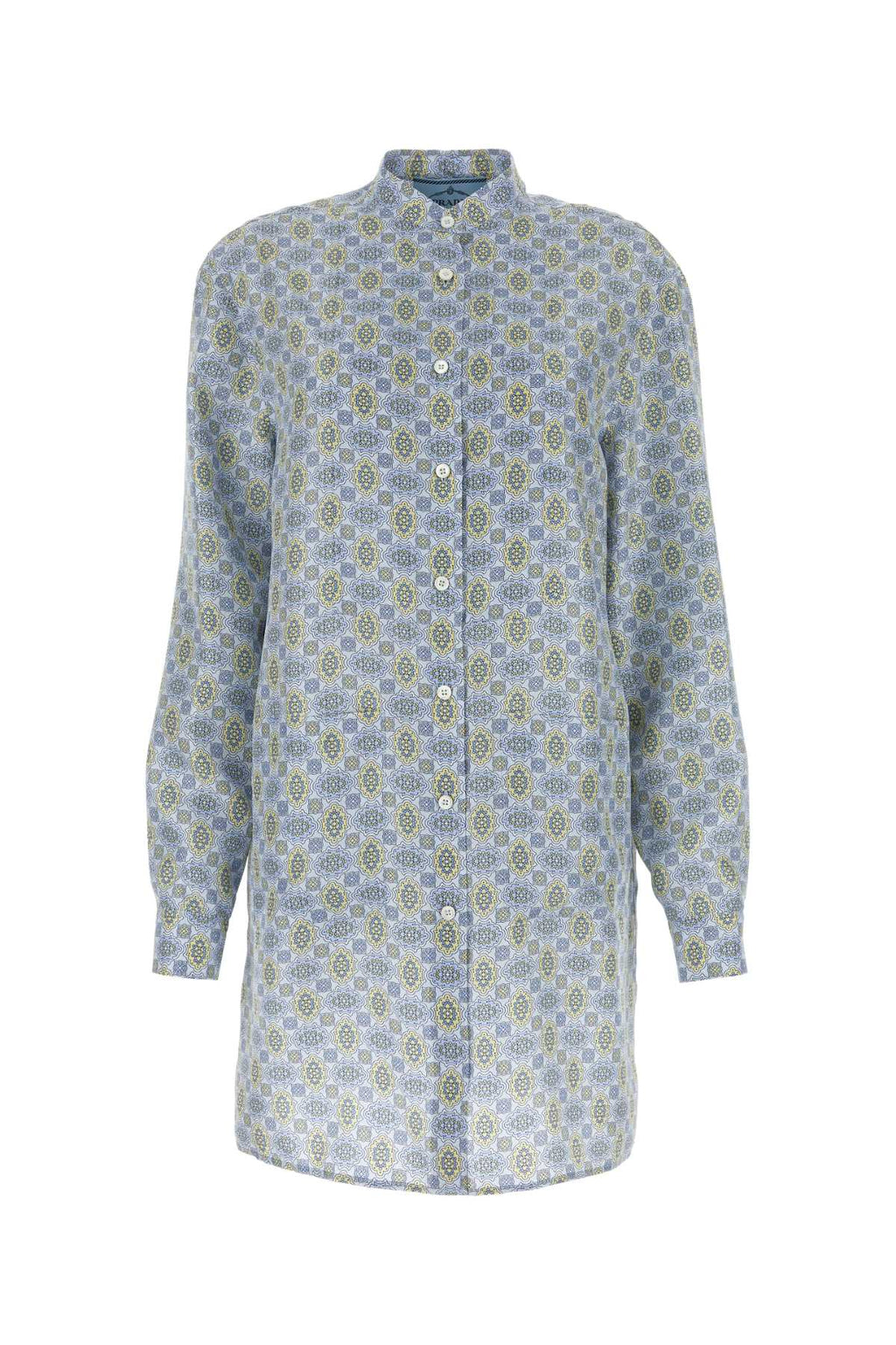 Prada Ladies Printed 100% Silk Shirt Dress button front
