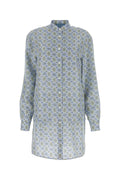 Prada Ladies Printed 100% Silk Shirt Dress button front