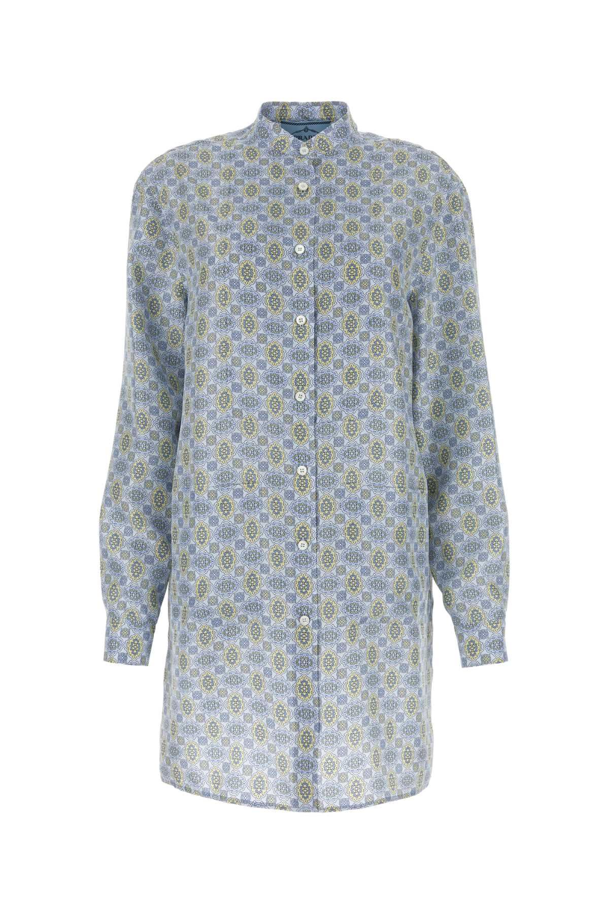 Prada Ladies Printed 100% Silk Shirt Dress button front