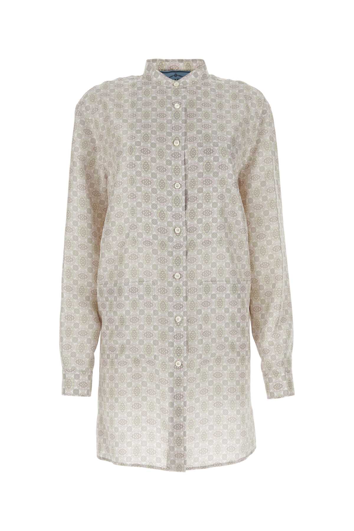 Prada ladies Printed Silk Shirt Dress button up