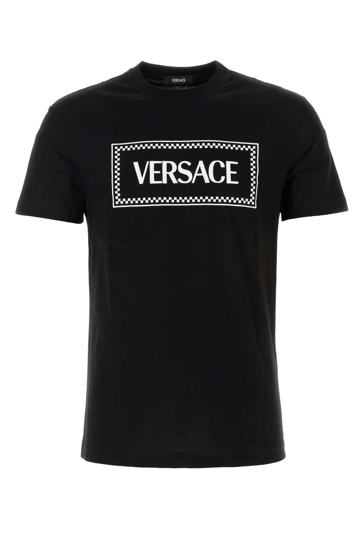 Versace Men's Black Cotton T-Shirt Tee logo
