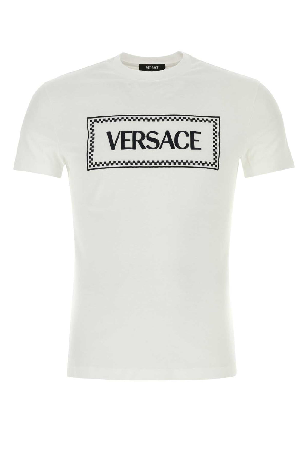 Versace Men's White Cotton T-Shirt top black logo