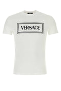 Versace Men's White Cotton T-Shirt top black logo