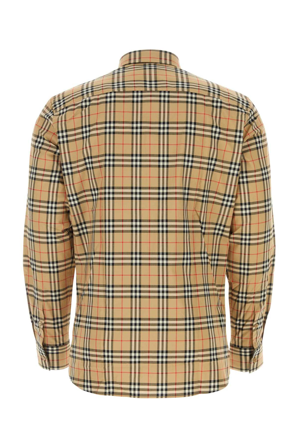 Burberry Men's Embroidered Poplin Shirt plaid tan button up