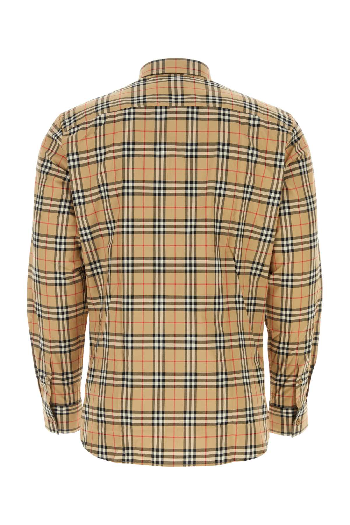 Burberry Men's Embroidered Poplin Shirt plaid tan button up