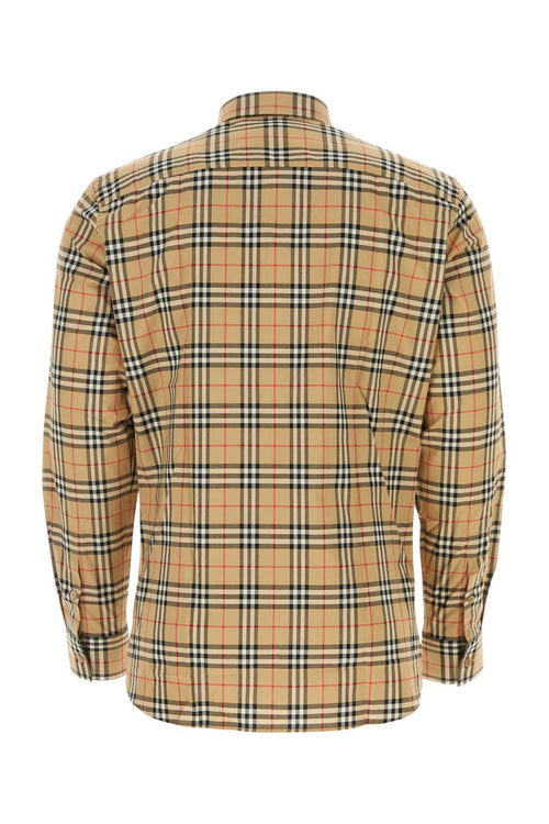 Burberry Men's Embroidered Poplin Shirt Button-up plaid checked
