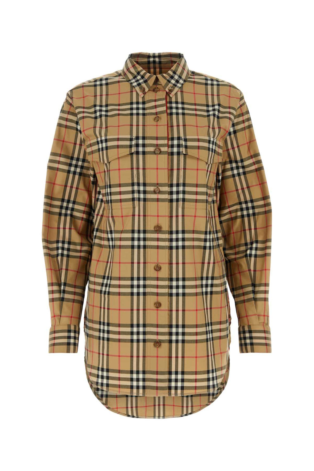 Burberry plaid ladies Embroidered Stretch Cotton Shirt checked button-up tunic