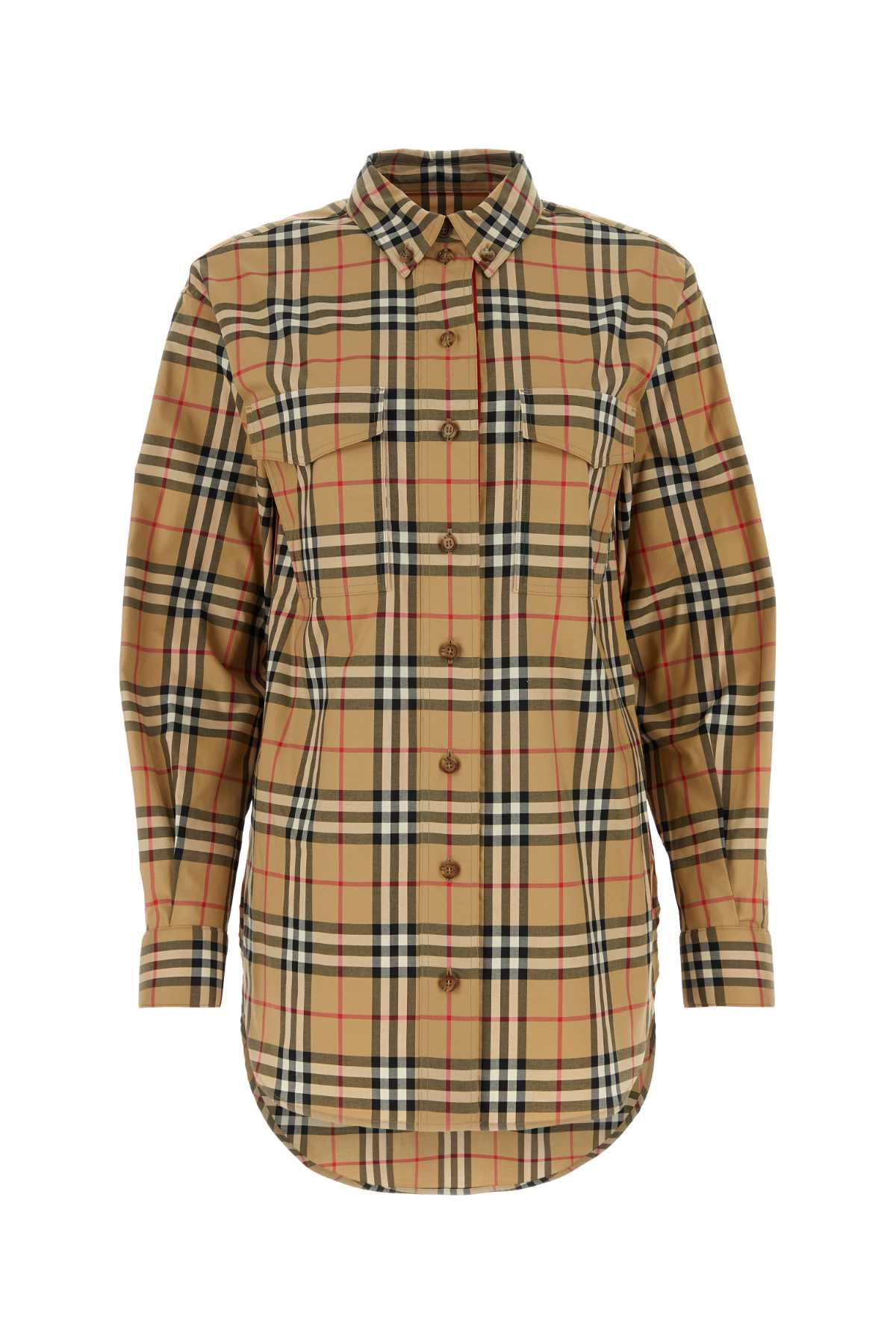 Burberry plaid ladies Embroidered Stretch Cotton Shirt checked button-up tunic