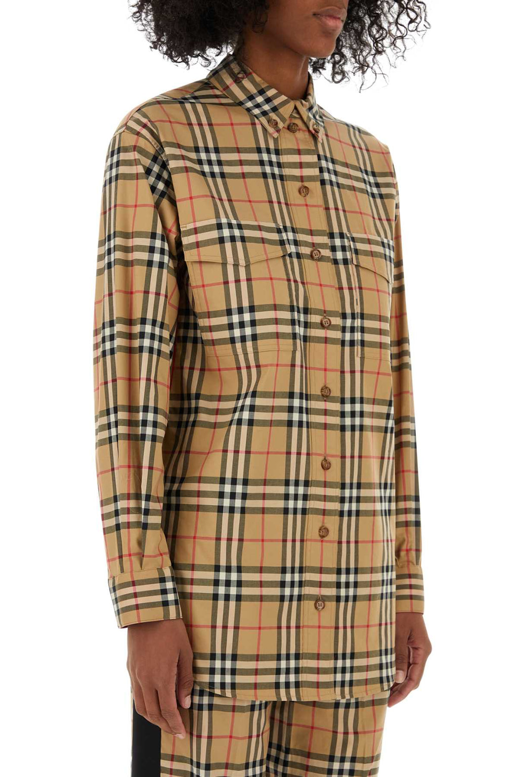 Burberry plaid ladies Embroidered Stretch Cotton Shirt checked button-up tunic