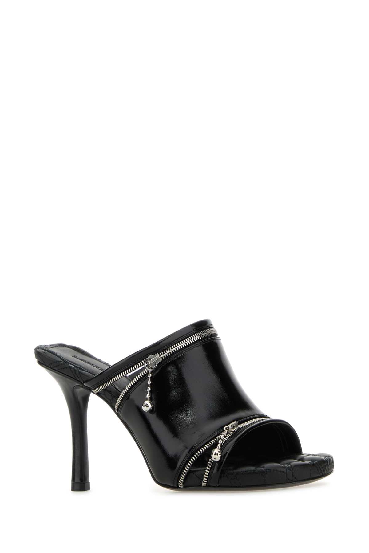 Burberry ladies Black Leather Peep Mules heel shoes stilettos sandal