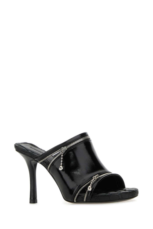 Burberry ladies Black Leather Peep Mules heels shoes sandals