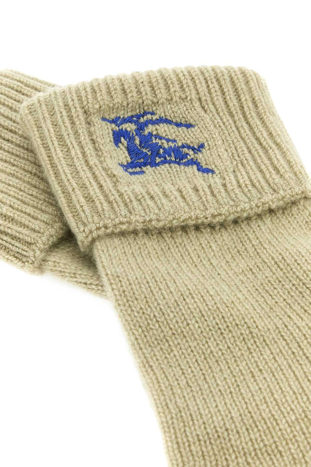 Burberry ladies Khaki Cashmere Gloves logo