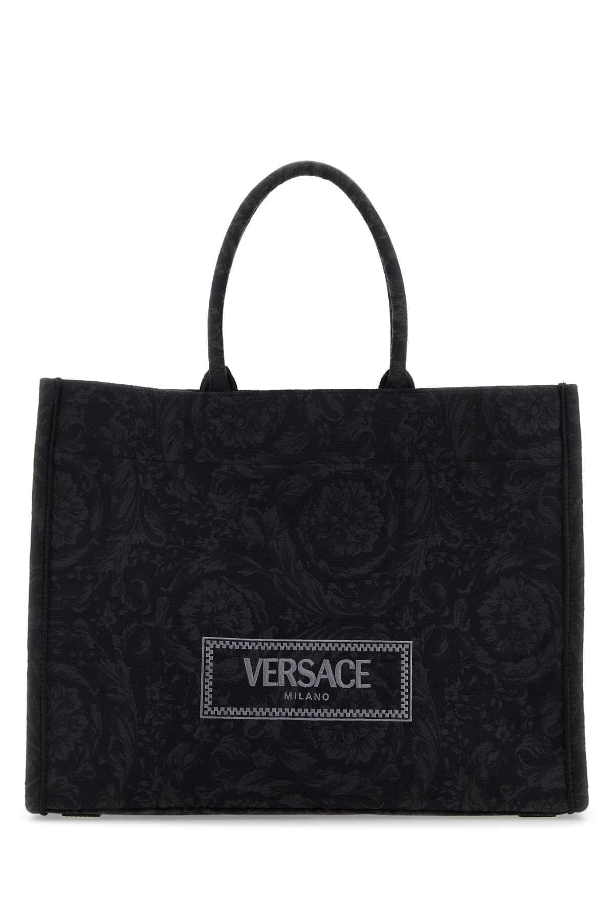 Versace Ladies Embroidered Fabric Big Athena Shopping Bag Tote Handbag