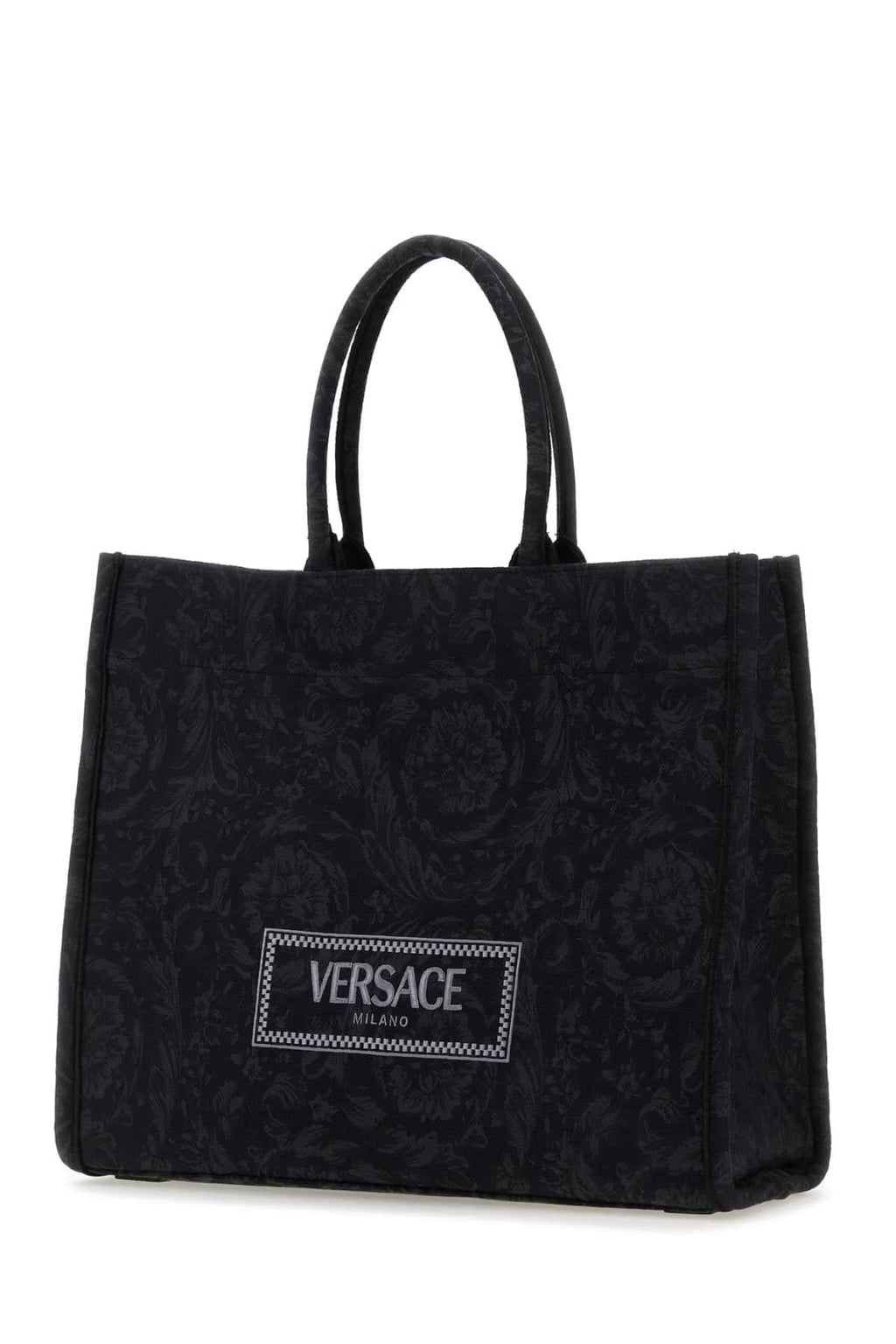 Versace Ladies Embroidered Fabric Big Athena Shopping Bag Tote Handbag