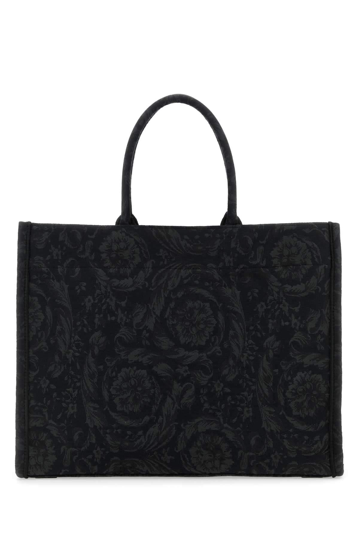 Versace Ladies Embroidered Fabric Big Athena Shopping Bag Tote Handbag