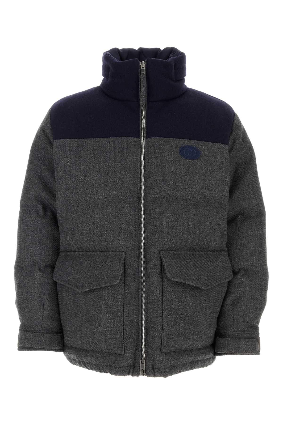 Gucci Men's Dark Grey Wool Blend Down Jacket Coat Puffer