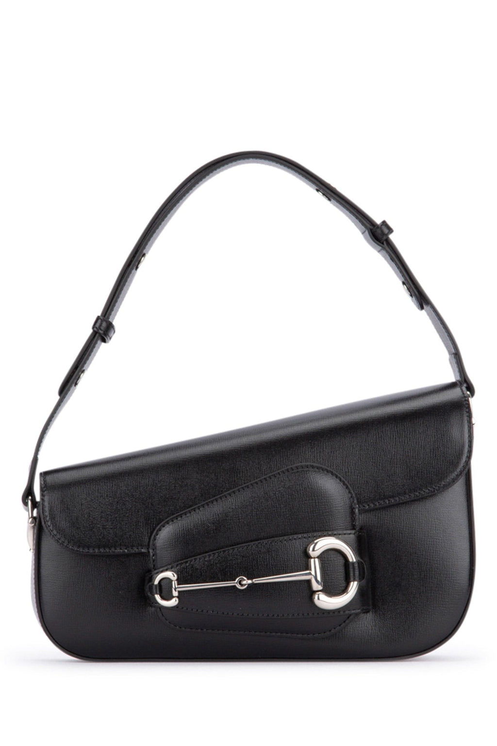 Gucci ladies leather Borsa purse handbag horsebit black silver