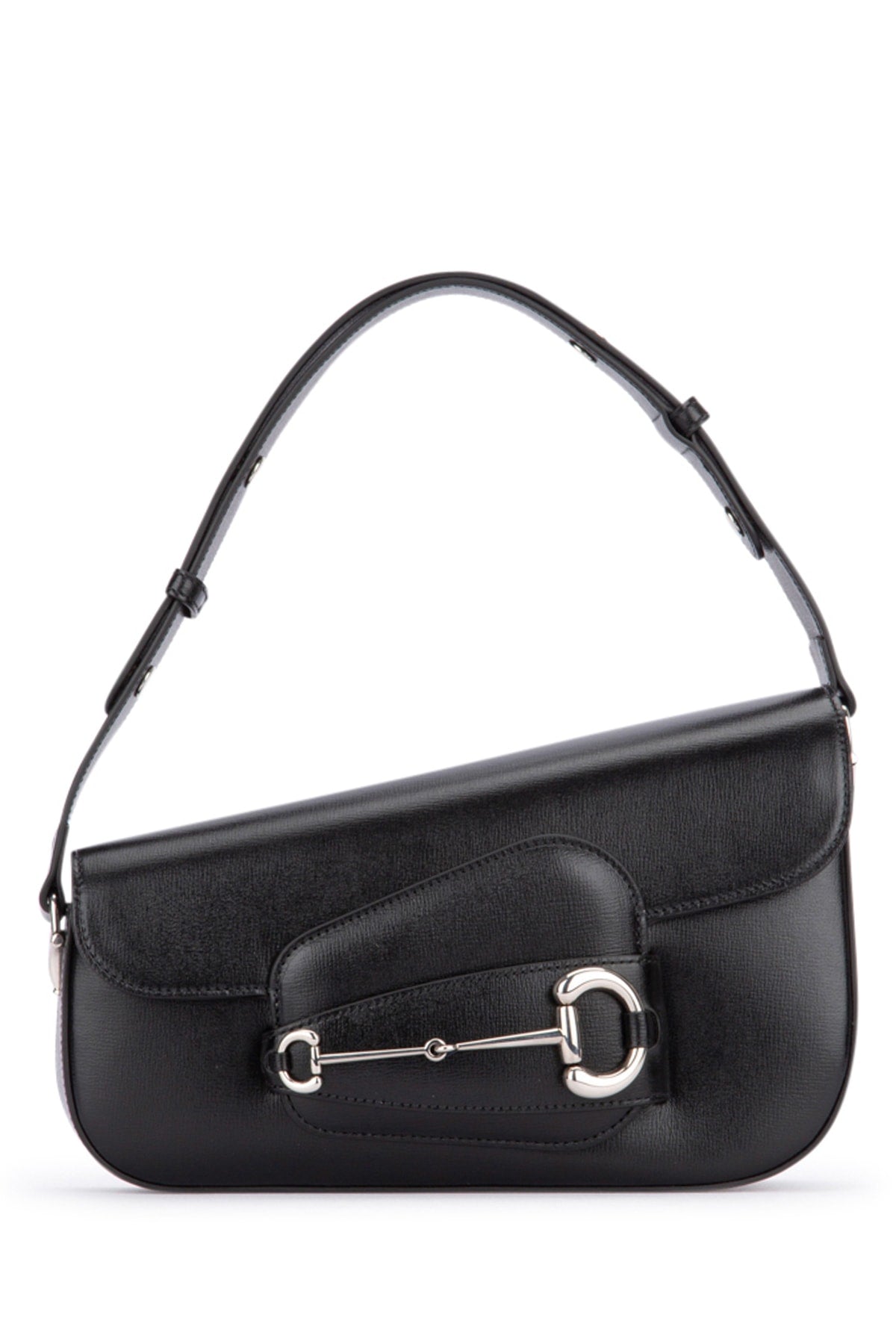Gucci ladies leather Borsa purse handbag horsebit black silver