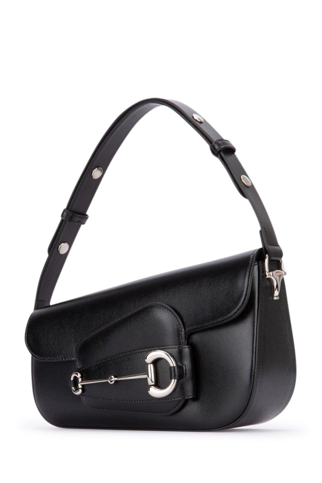 Gucci ladies leather Borsa purse handbag horsebit black silver