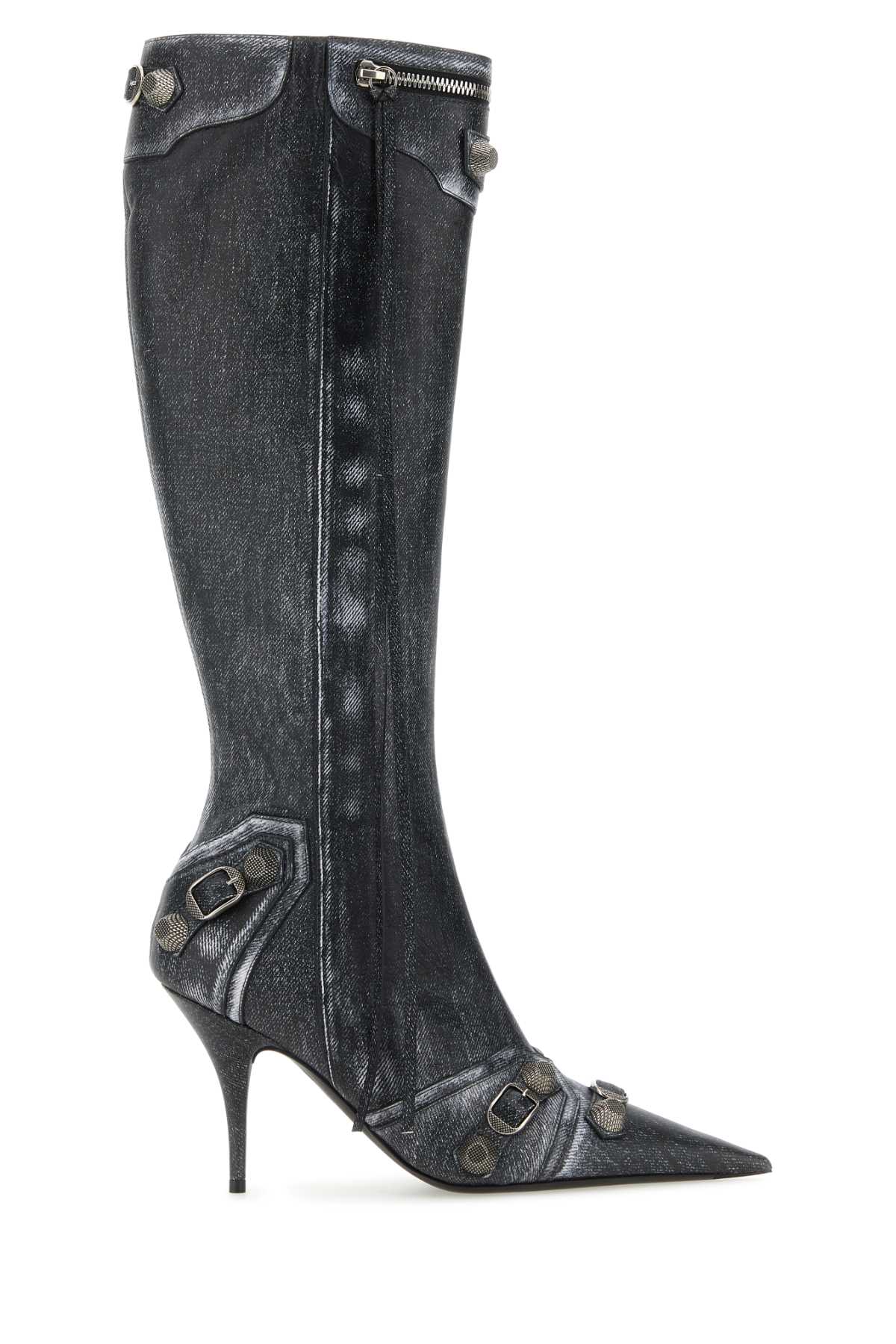 Balenciaga ladies Printed Nappa Leather Cagole Boots lamb embellished