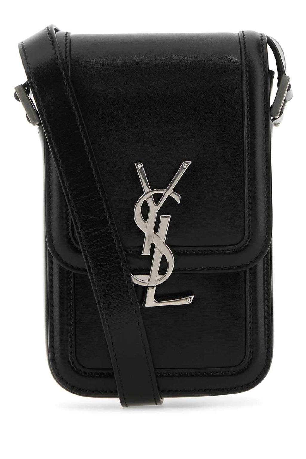Yves Saint Laurent Men's Black Leather Phone Case Cell YSL