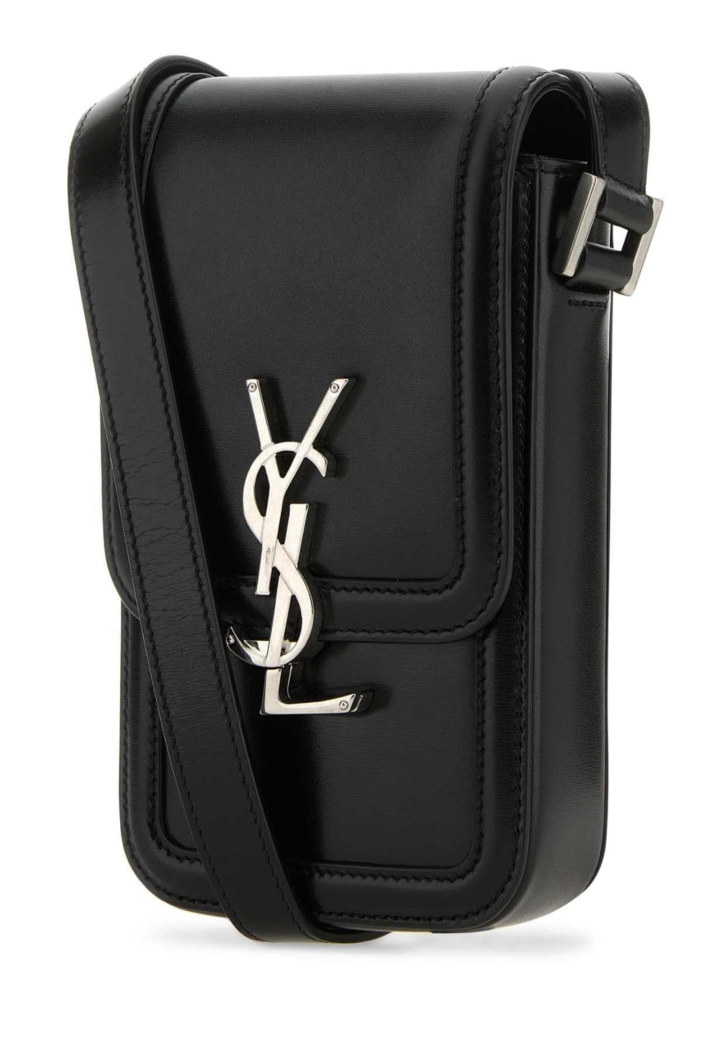 Yves Saint Laurent Men's Black Leather Phone Case Cell YSL