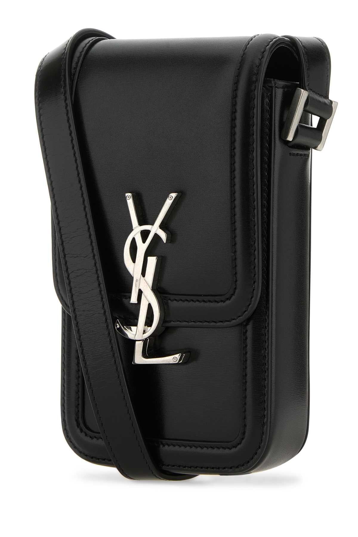 Yves Saint Laurent Men's Black Leather Phone Case Cell YSL