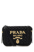 Prada ladies Black Raffia Crossbody Bag purse handbag