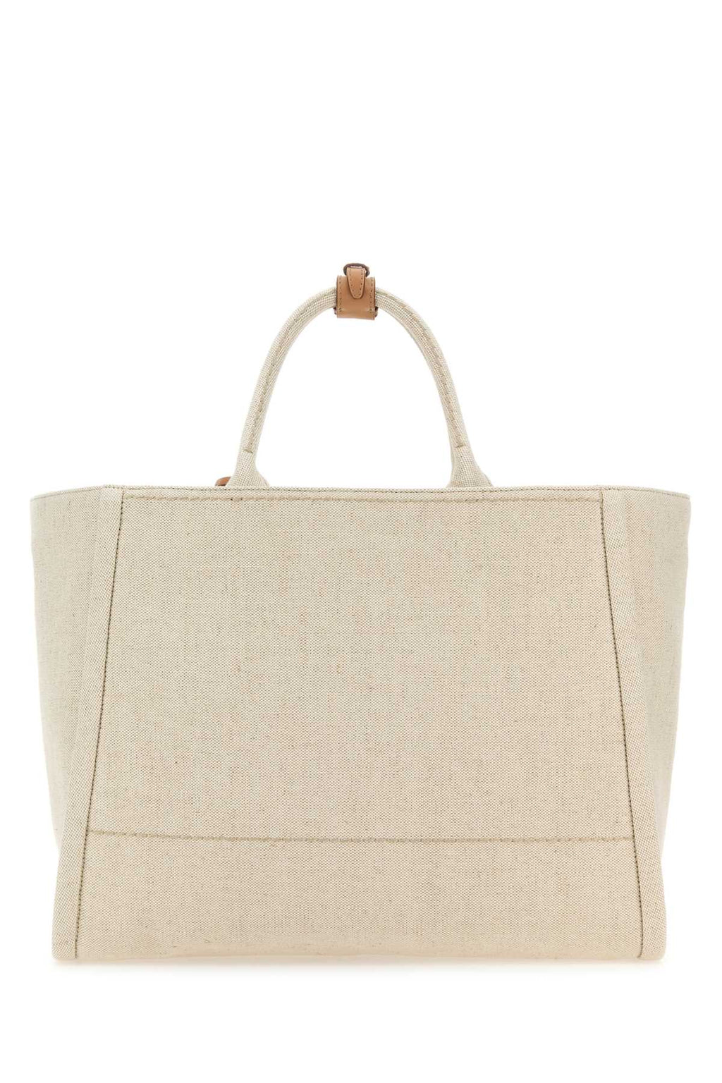 Prada Ladies Sand Canvas Shopping Bag Purse Tote Handbag