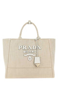 Prada Ladies Sand Canvas Shopping Bag Tote Purse Handbag