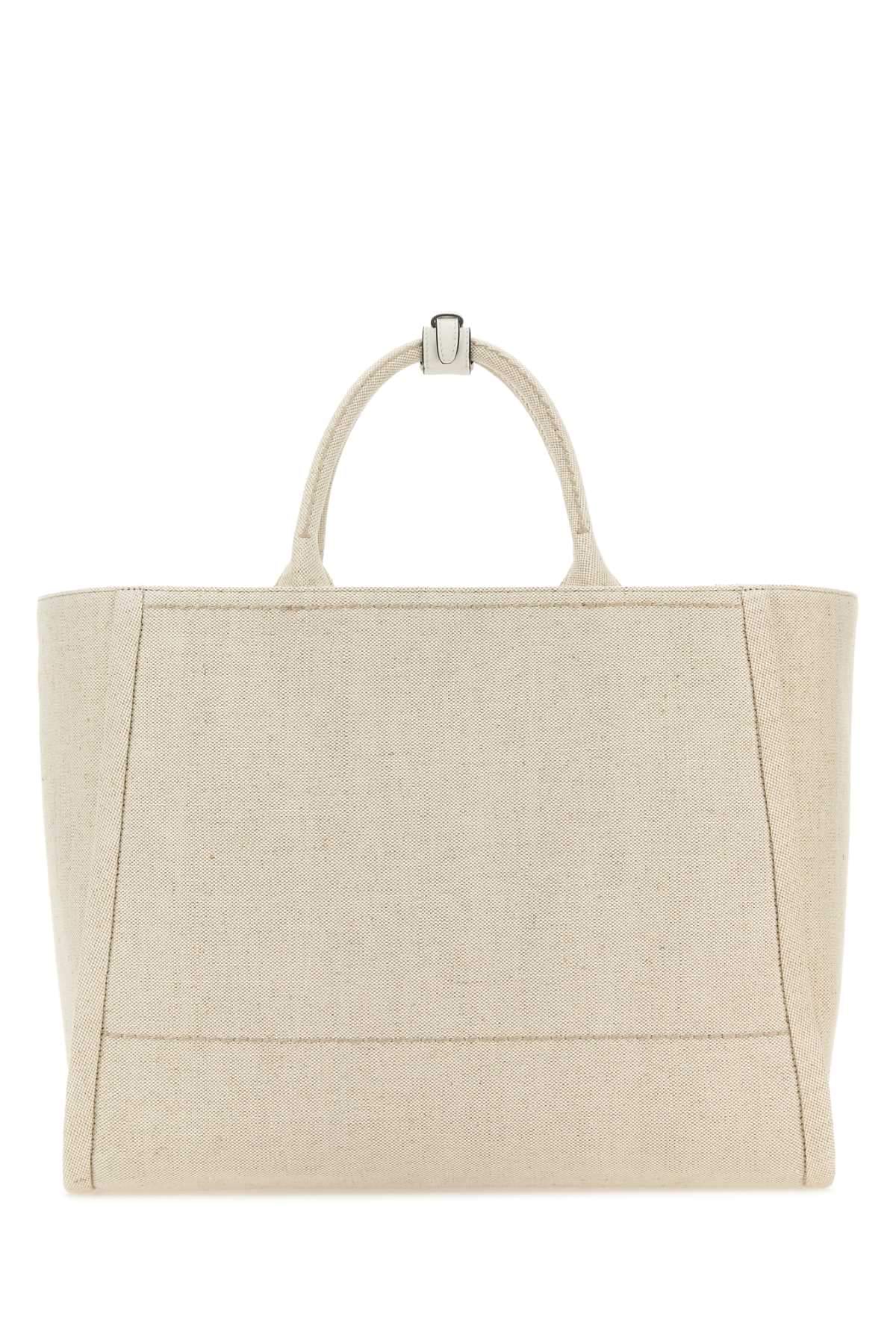 Prada Ladies Sand Canvas Shopping Bag Tote Purse Handbag