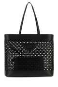 Prada ladies Black Leather Shopping Bag handbag purse tote