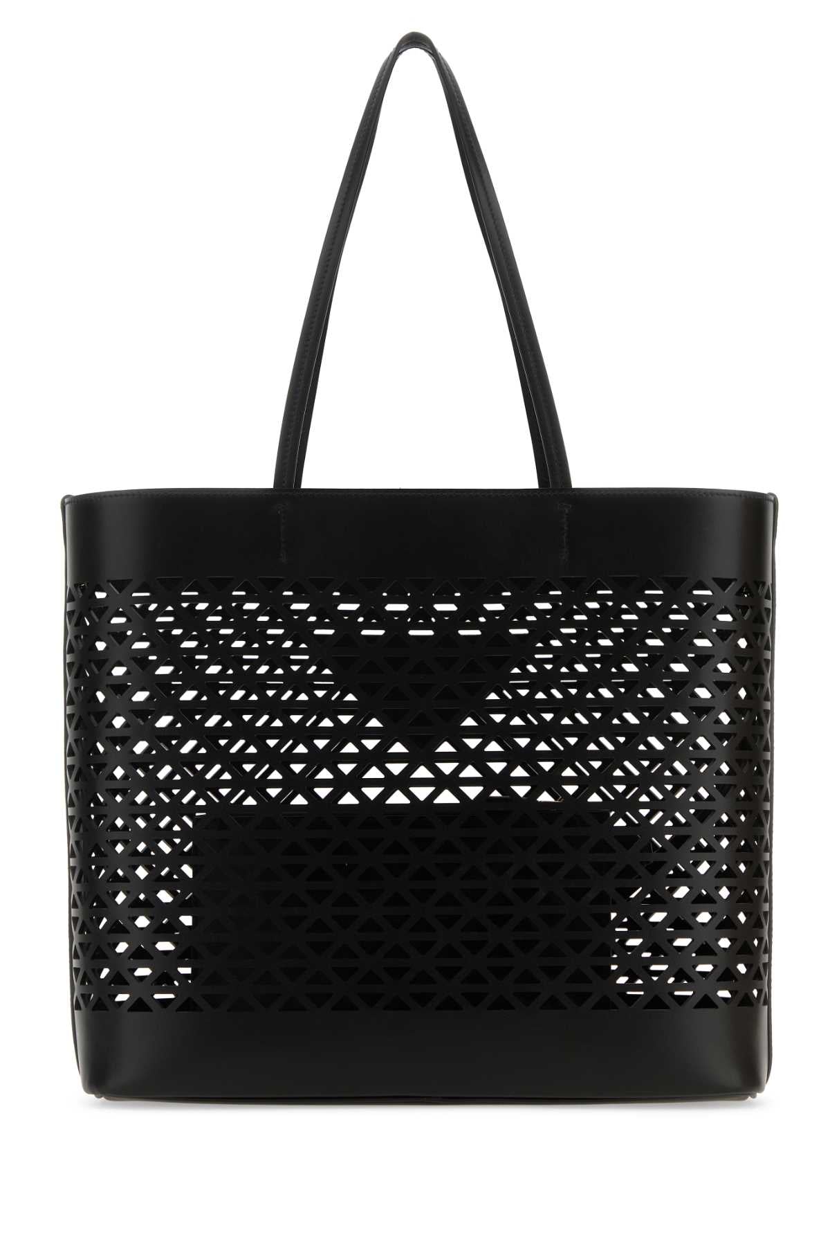Prada ladies Black Leather Shopping Bag handbag purse tote