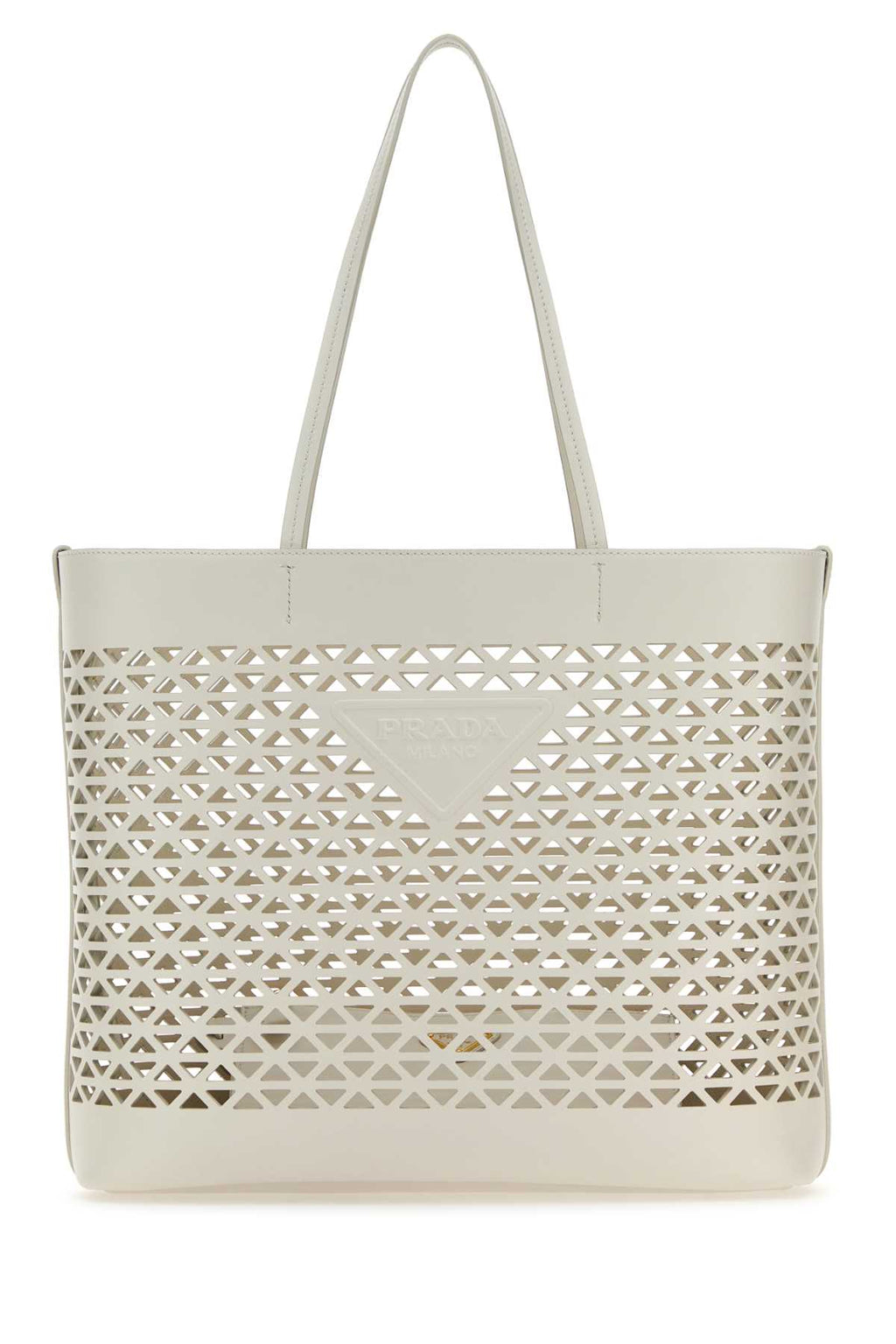 Prada ladies White Leather Shopping Bag handbag purse tote