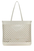 Prada ladies White Leather Shopping Bag handbag purse tote