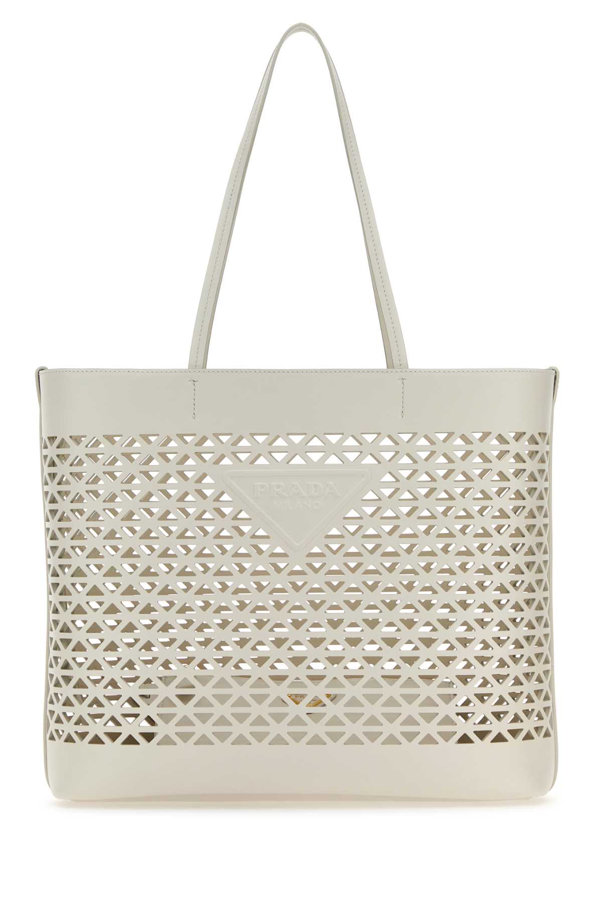 Prada ladies White Leather Shopping Bag handbag purse tote