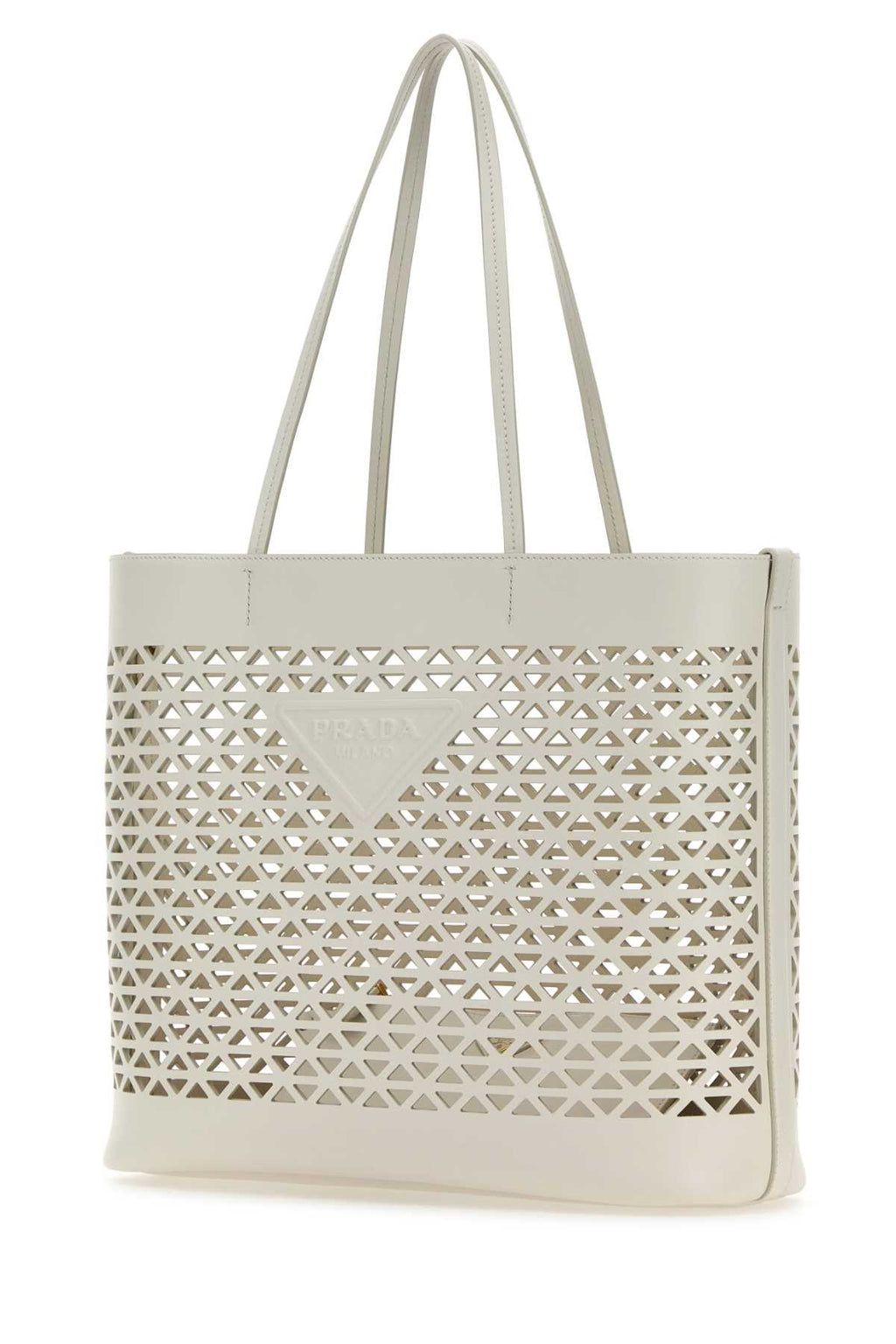 Prada ladies White Leather Shopping Bag handbag purse tote