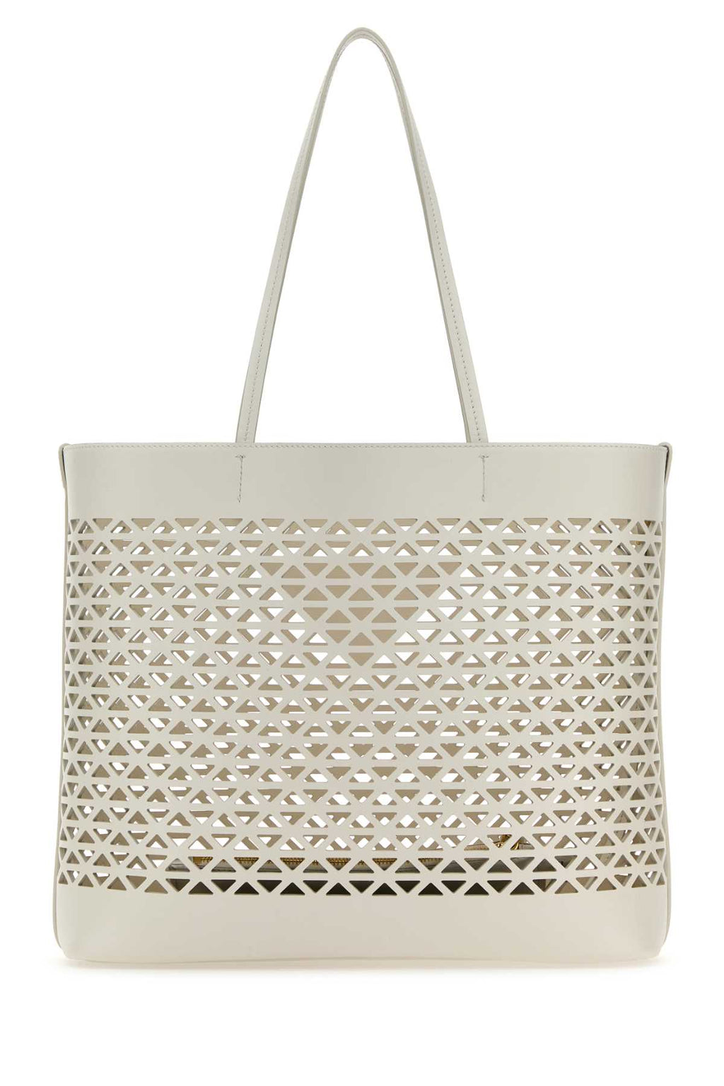 Prada ladies White Leather Shopping Bag handbag purse tote