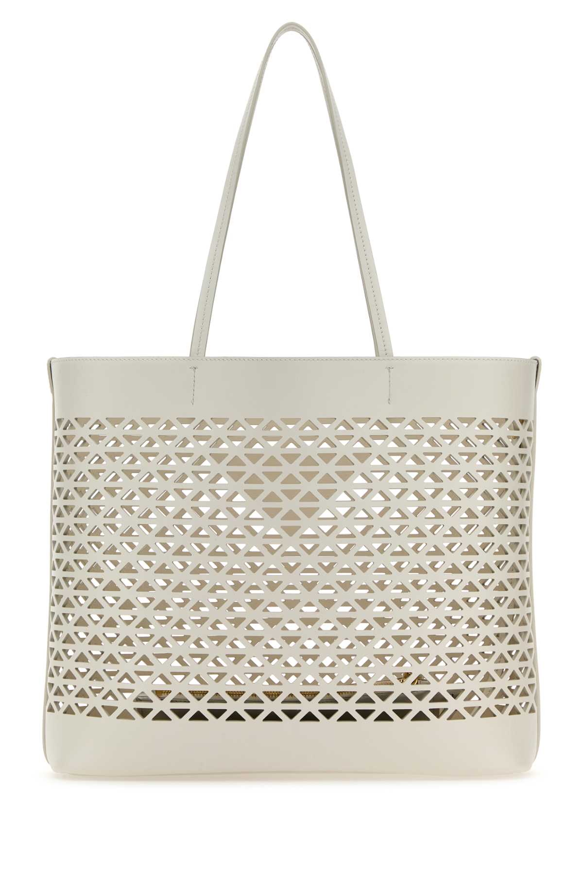 Prada ladies White Leather Shopping Bag handbag purse tote