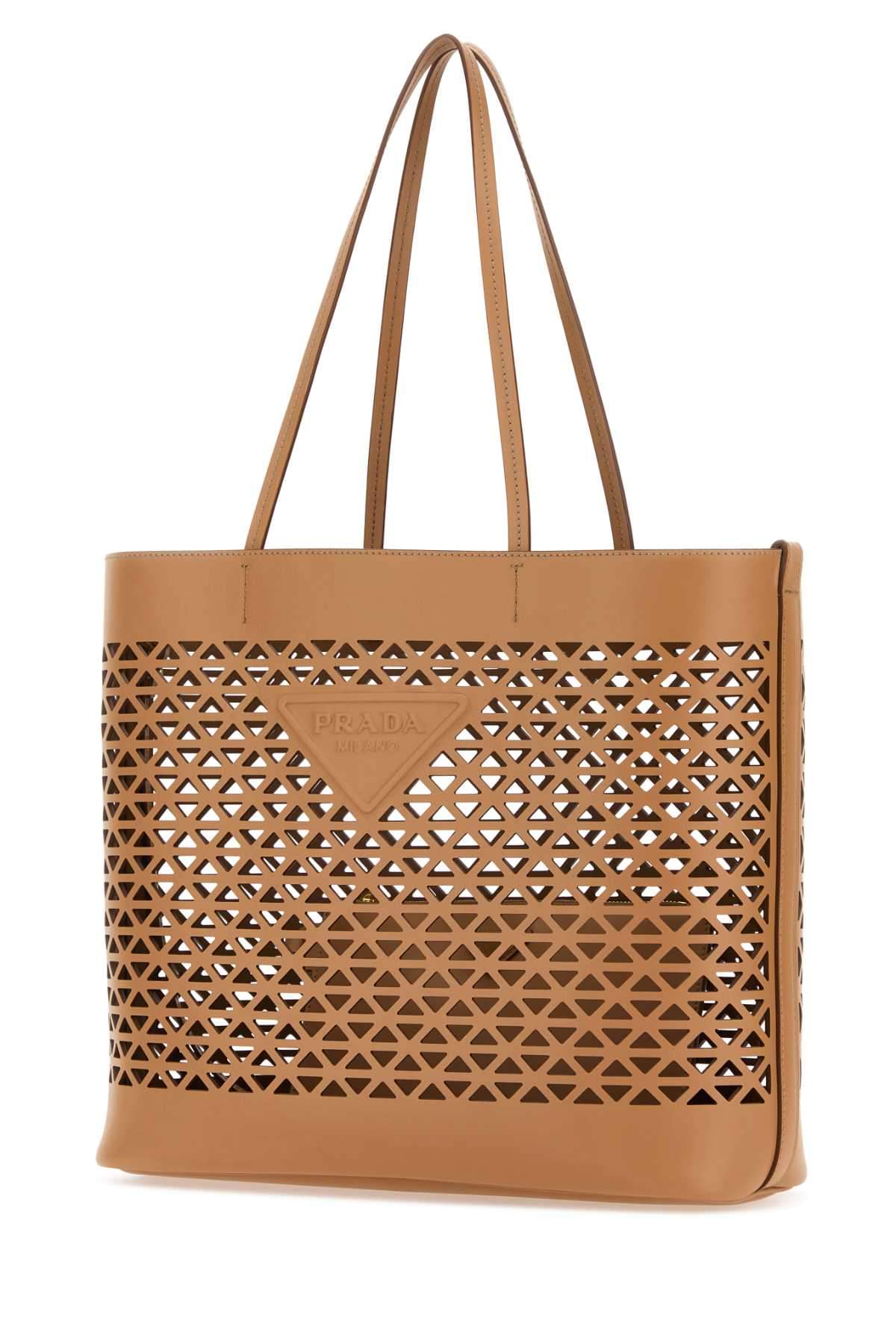 Prada ladies Sand Leather Shopping Bag handbag purse