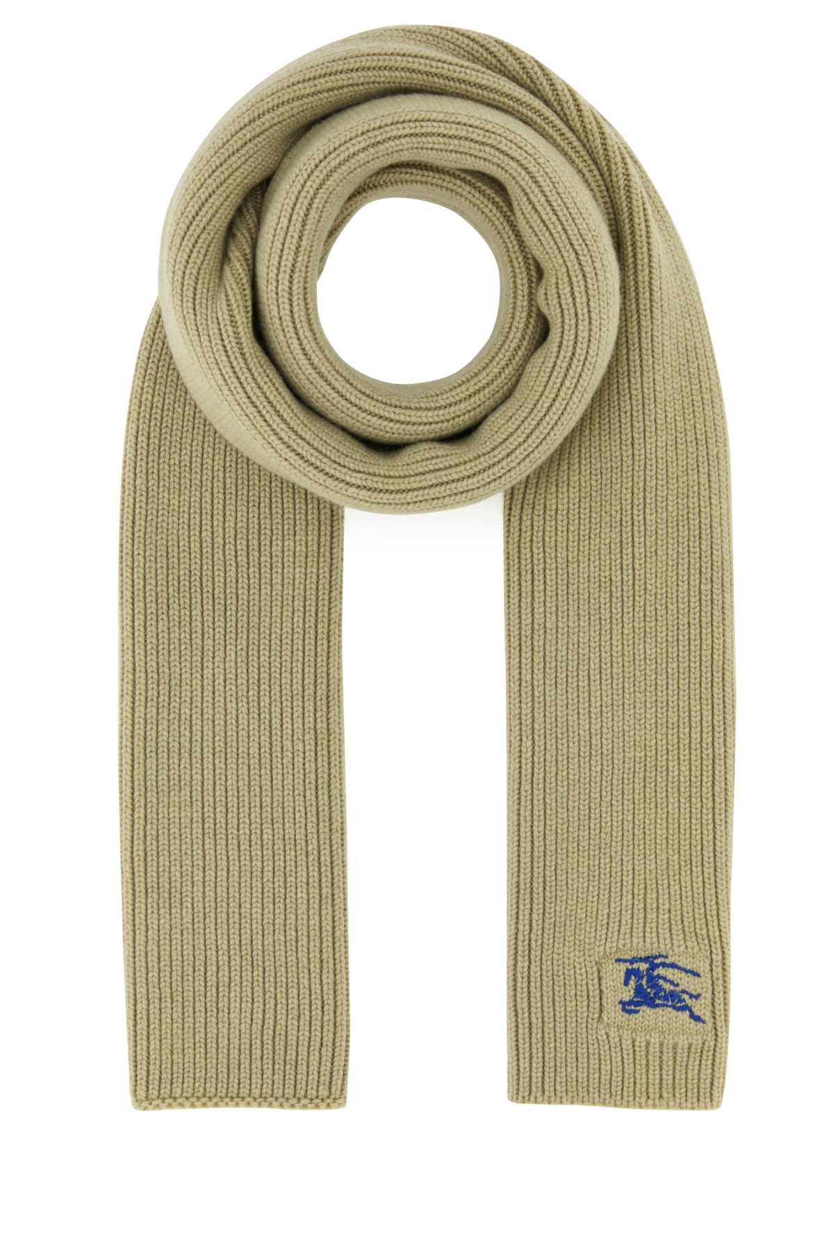 Burberry Unisex Khaki Cashmere Scarf logo