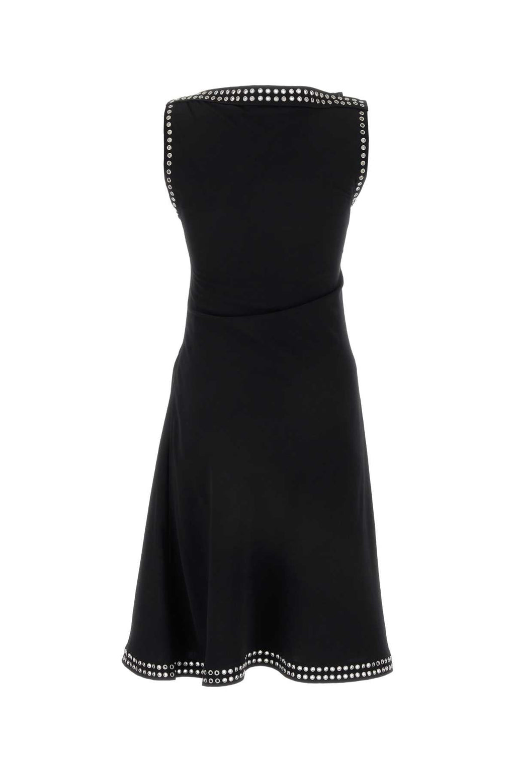 Burberry ladies Black Satin Dress embellished hem and neck church dressy